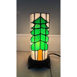 Tiffany Style XMAS Accent Table Lamp-Stained Glass Lamp Shade Column Lamp